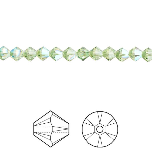 Bead 144pk peridot shimmer, Crystal Passions® 4mm bicone 5328 image number 0
