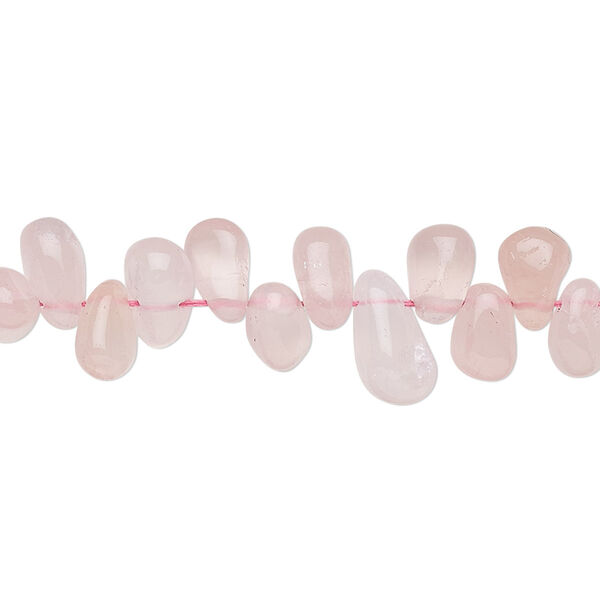 Bead, rose quartz (dyed), 7x5mm-11x6mm hand-cut top-drilled teardrop, B- grade, Mohs hardness 7. Sold per 14-inch strand. image number 0