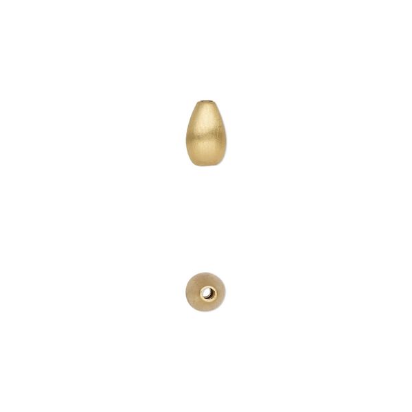 Bead, satin-finished gold-plated sterling silver, 7x4mm teardrop. Sold individually. image number 0