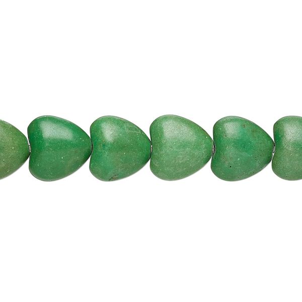 Bead, "turquoise" (resin) (imitation), apple green, 10x10mm puffed heart. Sold per 15-inch strand. image number 0