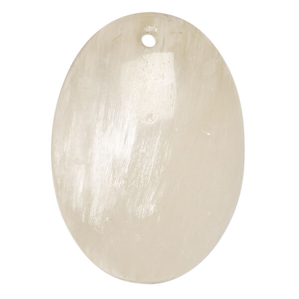 Golden selenite 1pkg1, hand-cut flat back puffed oval drop 38x28mm-40x30mm image number 0