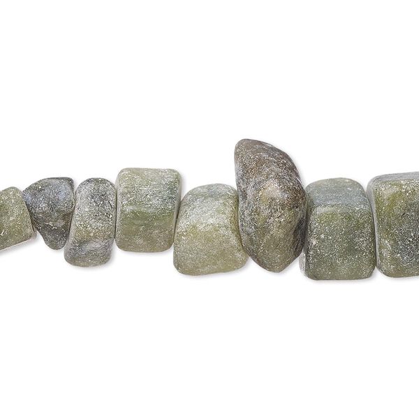 Bead, serpentine (natural), matte, large chip, Mohs hardness 2-1/2 to 6. Sold per 15" to 16" strand. image number 0