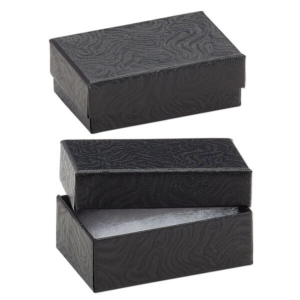 Box, paper, "cotton"-filled, black, 2-5/8 x 1-1/2 x 1-inch rectangle. Sold per pkg of 10. image number 0