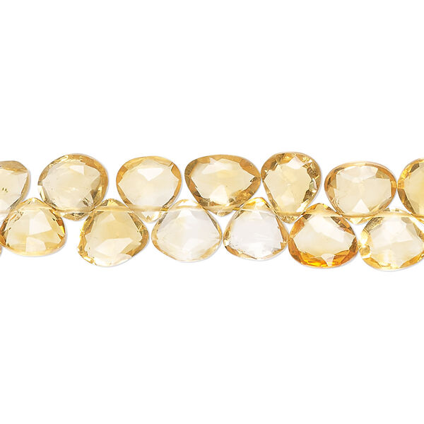 Citrine 1pkg1, hand-cut top-drilled faceted puffed teardrop bead 8 inch 6x5mm-7x7mm image number 0