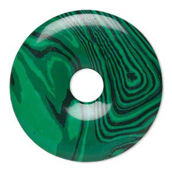 Focal, malachite (imitation), dark and light green, 40mm round donut. Sold individually. image number 0