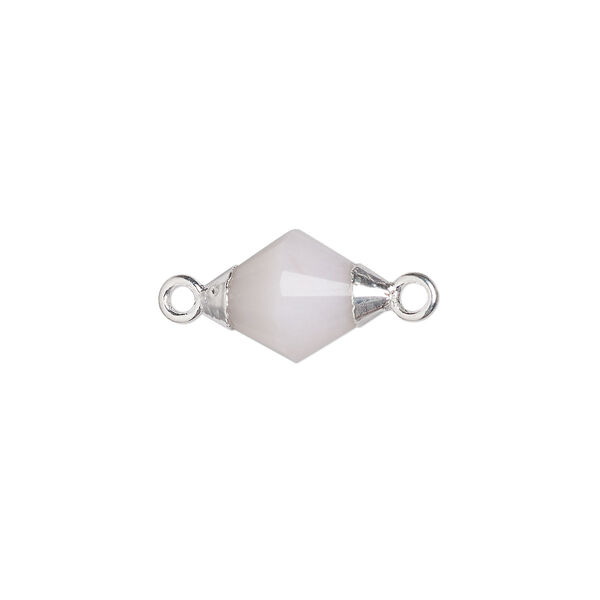 Pink opal / sterling silver 1pkg1, electroplated hand-cut faceted bicone link natural B grade, 12x8mm image number 0