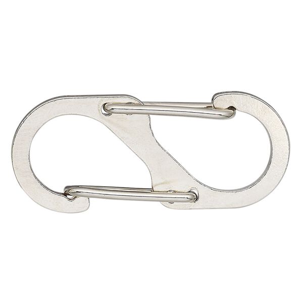 Clasp, S-biner, imitation rhodium-finished steel and "pewter" (zinc-based alloy), 41x17mm. Sold per pkg of 2. image number 0