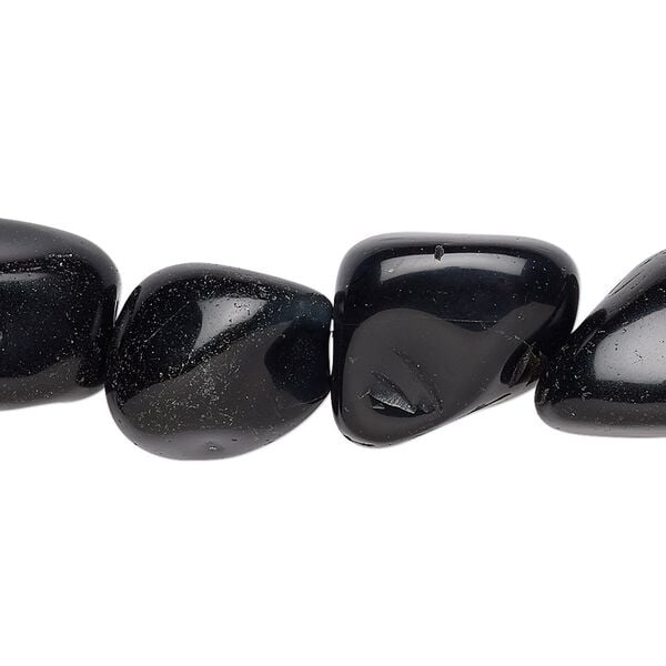 Black agate 1pkg1, tumbled nugget bead 28-30 inch medium image number 0