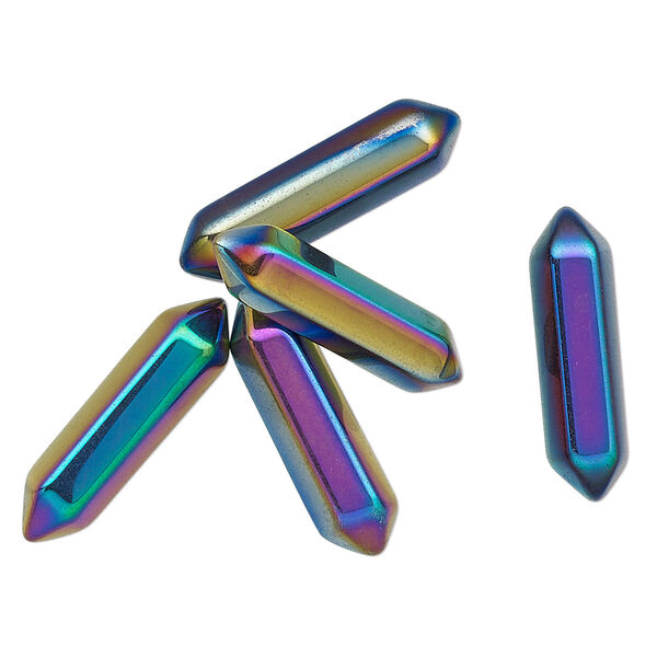 Hemalyke™ 1pkg5, electroplated undrilled double-terminated point drop 23x6mm-25x6mm image number 0