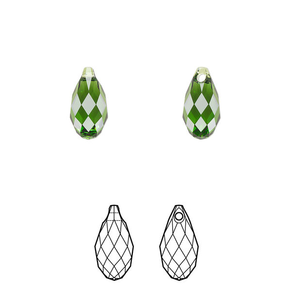 Briolette 24pk fern green, Crystal Passions® 11x5.5mm pendant drop 6010 image number 0