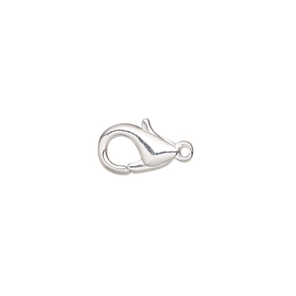 Clasp, lobster claw, silver-plated brass, 13x8mm. Sold per pkg of 500. image number 0