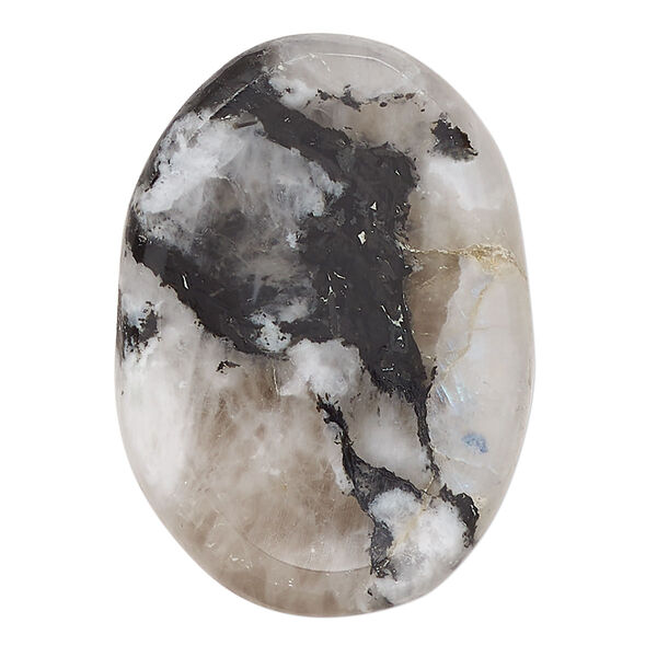 Rainbow moonstone 1pkg1, oval worry stone natural D grade, 35x25mm image number 0