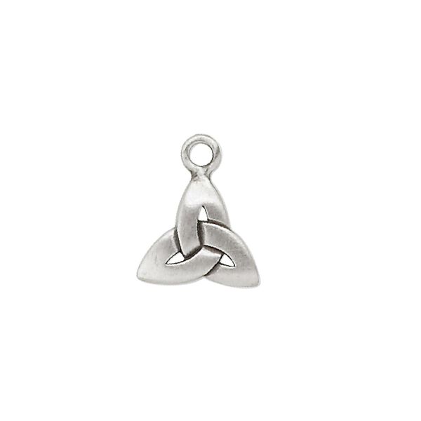 Drop, antiqued "pewter" (zinc-based alloy), 11x11x11mm triangle with Celtic knot. Sold per pkg of 2. image number 0
