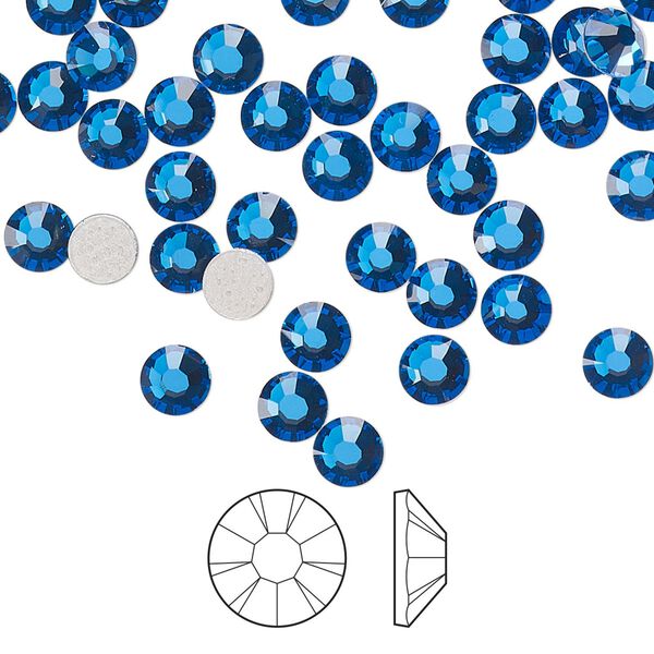 Flat back 144pk Capri blue foil back, Preciosa MAXIMA Czech crystal hotfix rhinestone 4.6-4.8mm chaton rose round SS20 image number 0