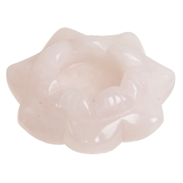 Rose quartz 1pkg1, hand-cut undrilled lotus candle taper holder natural 48x18mm-52x22mm image number 0