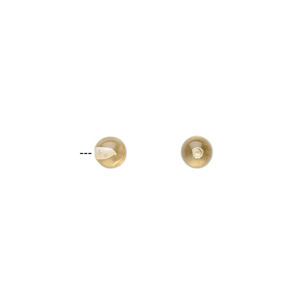 Citrine 1pkg2, half-drilled round bead 4mm image number 0