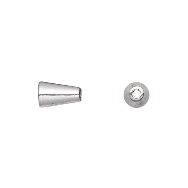 Cone, antique silver-plated "pewter" (zinc-based alloy), 10x6mm, 3.5mm inside diameter. Sold per pkg of 50. image number 0