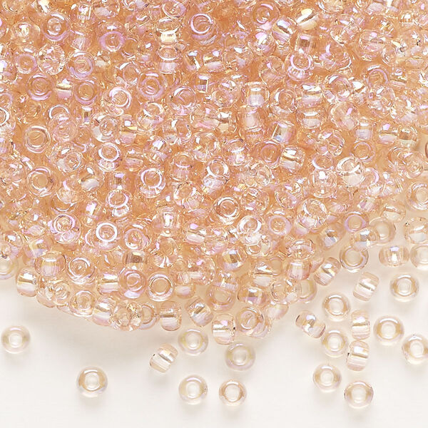 Seed bead, Dyna-Mites™, glass, transparent rainbow cream soda, #8 round. Sold per 40-gram pkg. image number 0