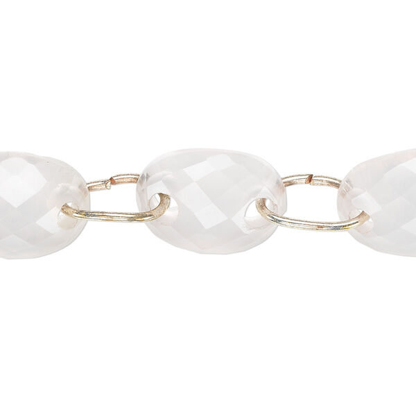Rose quartz 1pkg5, hand-cut curved faceted oval link natural graduated 16x12mm-18x13mm image number 0
