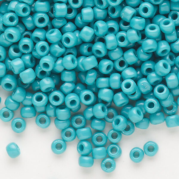 Seed bead, Dyna-Mites™, glass, opaque turquoise blue, #6 round. Sold per 1/2 kilogram pkg. image number 0