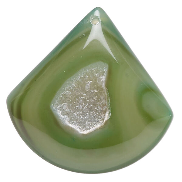 Druzy green agate 1pkg1, puffed teardrop focal 40x39mm-42x39mm image number 0