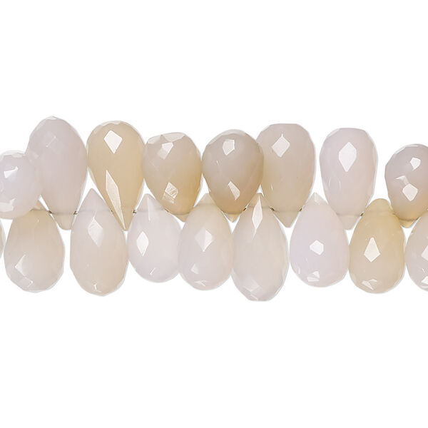 Purple chalcedony / peach chalcedony 1pkg1, hand-cut top-drilled faceted teardrop bead 8 inch 8x6mm-11x8mm image number 0