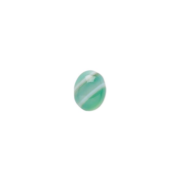 Striped green agate 1pkg10, calibrated oval cab 10x8mm image number 0