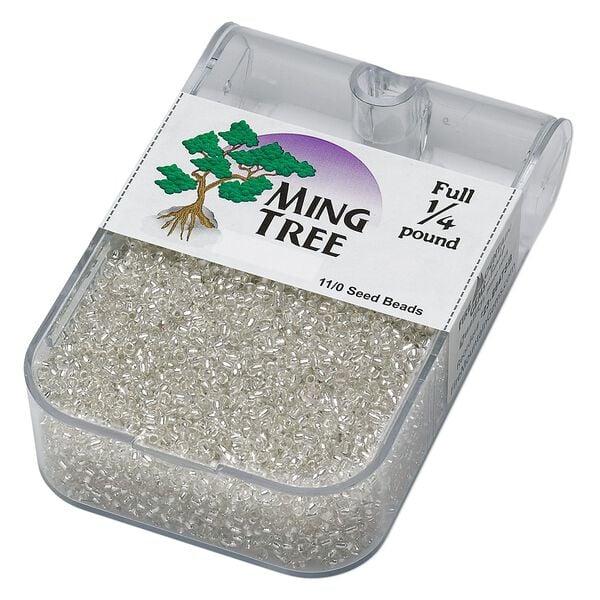Seed bead, Ming Tree™, glass, pkg/1/4 pound, #11 round, transparent silver-lined clear. image number 0