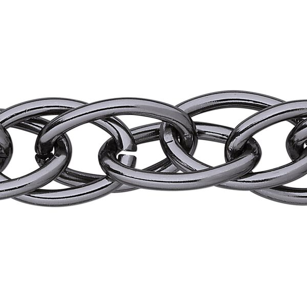 Chain, anodized aluminum, gunmetal, 17mm double cable. Sold per pkg of 25 feet. image number 0