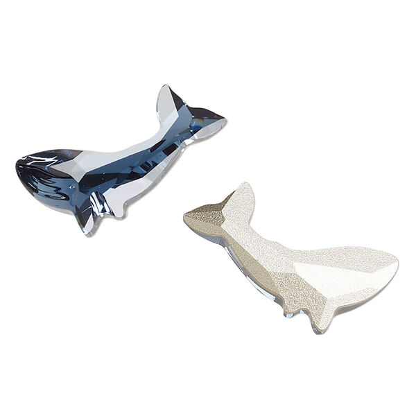 Fancy stone 1pk Montana foil back, Crystal Passions® 23x12.5mm whale 4047 image number 0