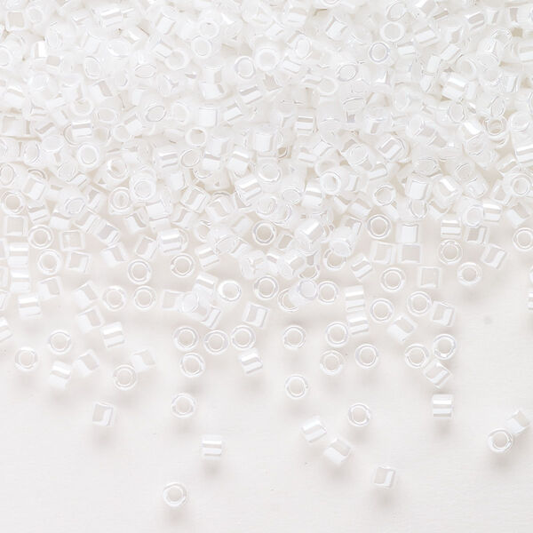 Seed bead, Delica®, glass, pkg/250g, #10 round, opaque luster white pearl (DBM-0201). image number 0