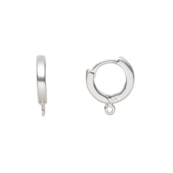 Earring hoop 1pkg2 sterling silver, 14mm round / hinged / closed loop, 18 gauge 1 pair image number 0