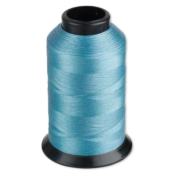 Thread, Nymo®, nylon, turquoise blue, size D. Sold per 2-ounce spool, approximately 1,056 yards. image number 0