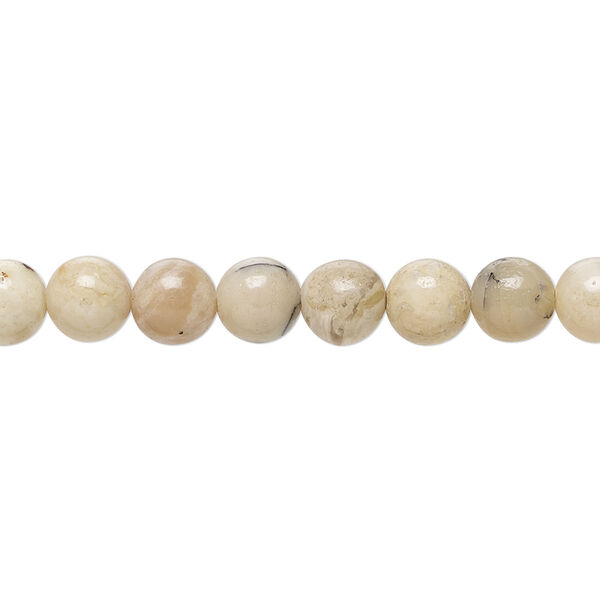 Dendritic opal 1pkg1, hand-cut round bead natural B grade, 15.5-16 inch 6mm image number 0
