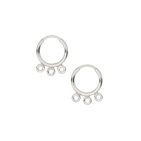 Earring hoop 1pkg2 sterling silver, 10mm / endless loop / 3 closed bottom loop, 21 gauge 1 pair image number 0