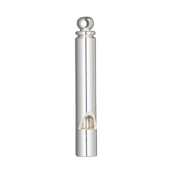 Focal, silver-finished brass, 36x5mm round tube whistle. Sold per pkg of 2. image number 0