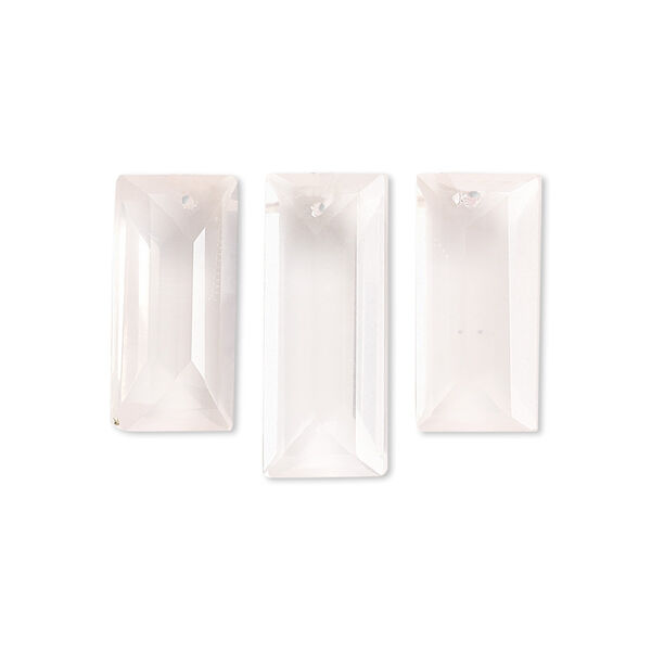 Rose quartz 1pkg3, hand-cut top-drilled faceted baguette drop natural 16x8mm-21x10mm / 14x7mm-19x10mm image number 0