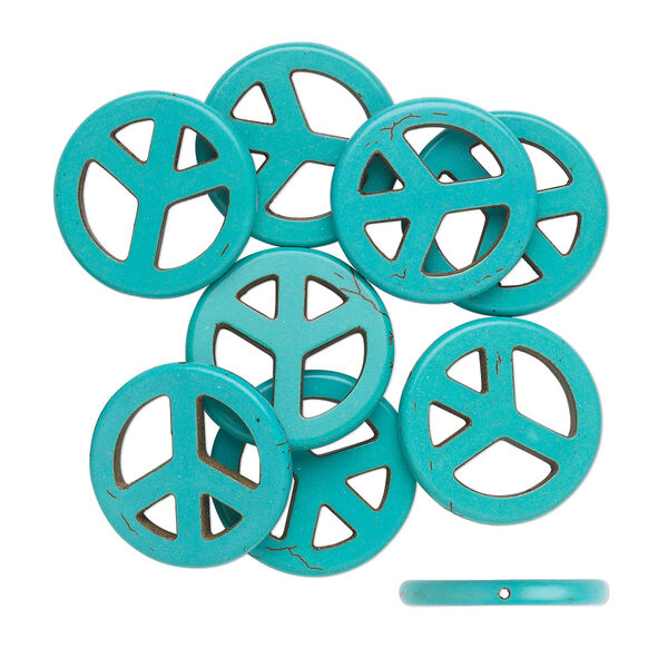 Magnesite 1pkg8, peace sign bead 25mm image number 0