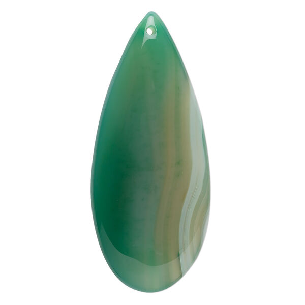 Striped green agate 1pkg2, teardrop focal 46x20mm image number 0