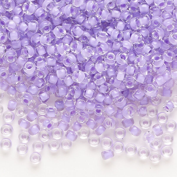 Seed bead, Dyna-Mites™, glass, translucent inside color lilac, #8 round. Sold per 1/2 kilogram pkg. image number 0