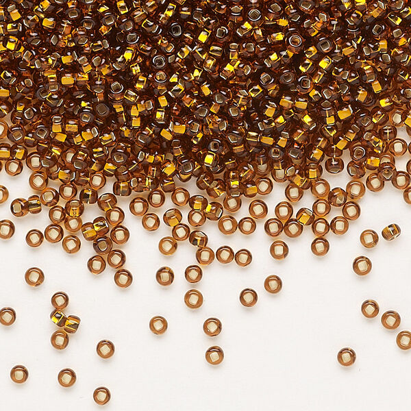 Seed bead, Preciosa Ornela Czech glass, pkg/500g, #11 rocaille, transparent silver-lined dark topaz, (17090). image number 0