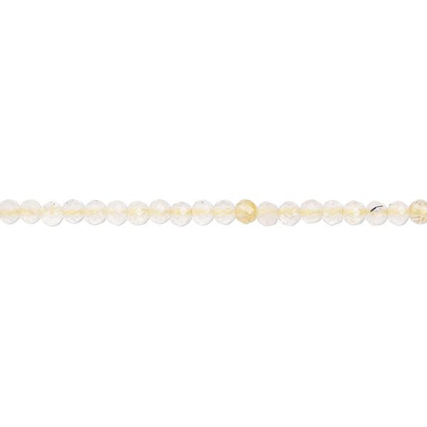 Golden rutilated quartz 1pkg1, faceted round bead natural 13 inch 1.5-2mm image number 0