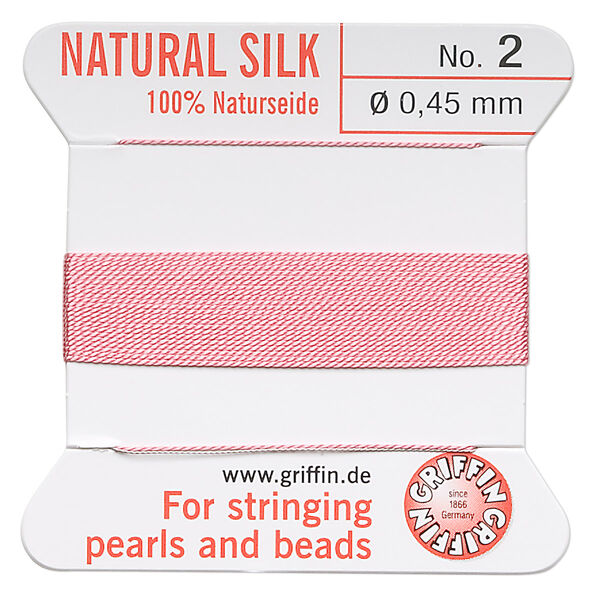 Thread, Griffin, silk, dark pink, size #2. Sold per 2-meter card (approximately 78 inches). image number 0