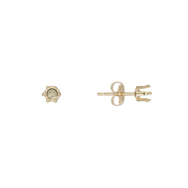 Earstud 1pkg2 Snap-Tite® 14Kt gold-filled, 4mm round 6-prong setting / earnuts, 1 pair image number 0