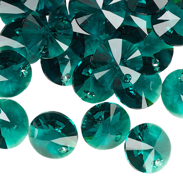 Drop 12pk emerald, Crystal Passions® 12mm pendant mini disk 6428 image number 1