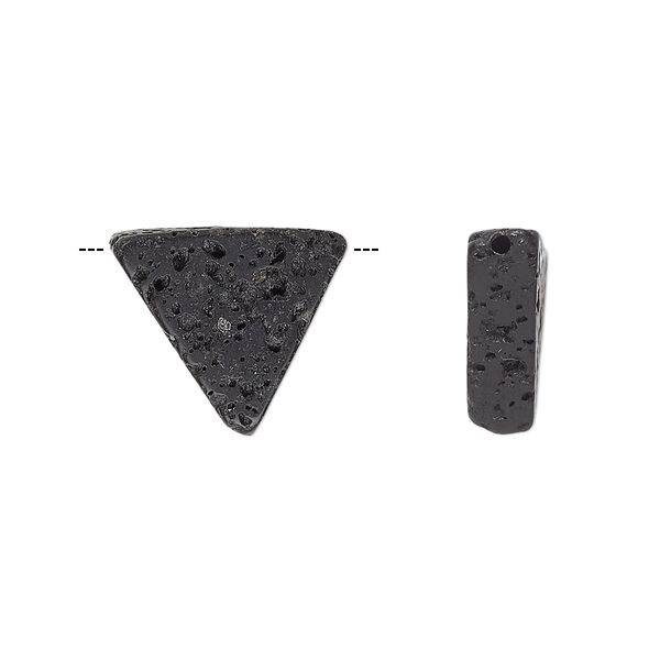 Lava rock 1pkg2, top-drilled triangle bead 16x16mm image number 0
