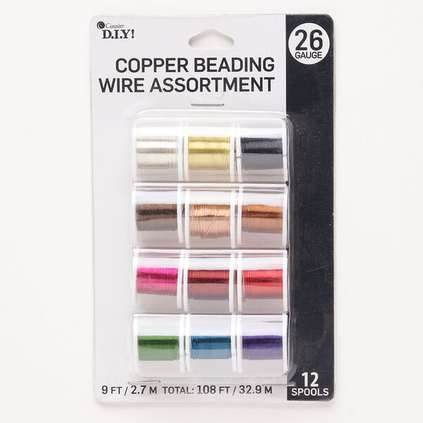 Wire assortment, copper, pkg/(12) 9 feet, assorted colors, round, 26 gauge. image number 0