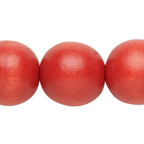 Bead, Taiwanese cheesewood (dyed / waxed), dark orange, 19-20mm round. Sold per 15-1/2" to 16" strand. image number 0