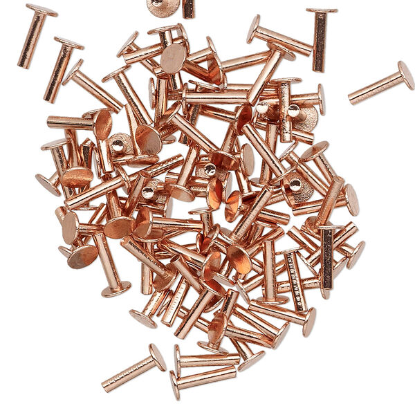 Brad, copper, 7x4mm flat head, 16 gauge. Sold per pkg of 100. image number 0