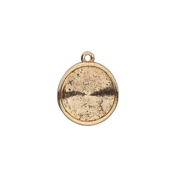 Drop, Almost Instant Jewelry®, antique gold-plated pewter (tin-based alloy), 17mm round with 14mm rivoli setting. Sold individually. image number 0
